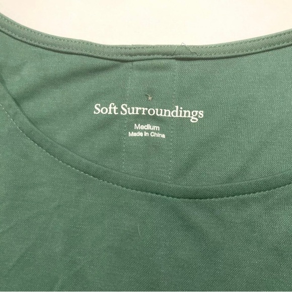 Soft Surroundings Fairfax Size M Scoop Neck Tunic Top Green Loose Fit Pockets - Picture 5 of 11
